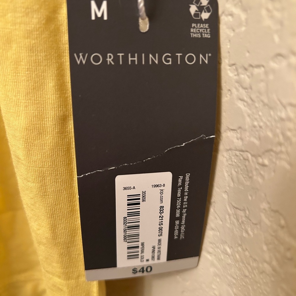 Worthington NWT Yellow Sleeveless Top Size Medium - Picture 5 of 6